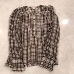 J. Crew Plaid Silk Blouse